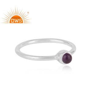 Anillo de plata de ley brillante hecho a mano, joyería de amatista Natural, anillo de piedras preciosas - Product Image 2