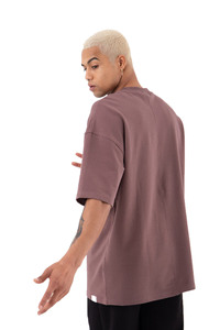 Camiseta básica 100% de algodón orgánico para hombre, camiseta de manga corta con cuello redondo de color ciruela, de gran tamaño, nueva tendencia, 2022 - Product Image 3