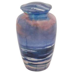 Urnas funerarias de Metal para adultos, urnas de cremación de cenizas de Metal, aluminio, azul, con estampado, estilo americano/europeo - Product Image 4