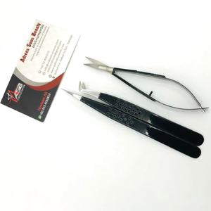 Pince à épiler d'extension de cils à poignée à point noir Volume classique en acier inoxydable durable en fibre inoxydable cils optimaux pointus - Product Image 2