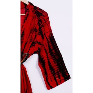 Robe Kimono en Coton Doux Imprimé Tie-Dye pour Femme, Fabriquée à la Main, Idéale pour les Cadeaux de Bain et les Saisons de Printemps et d'Été, Style Resort, Techniques de Blocage Manuel - Product Image 5