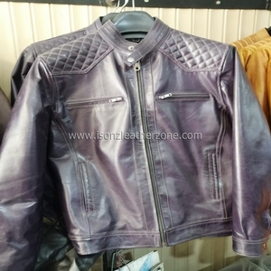 Chaqueta de cuero de piel de vaca genuina ISONZ estilo motorista con cuello con capucha decoración de bolsillo transpirable recubierto para primavera tamaño 4XL - Product Image 1