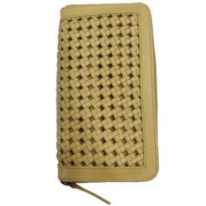 Cartera de mano de estilo bohemio para mujer, bloqueo RFID, cuero anudado, múltiples ranuras para tarjetas, bolsillo largo, cremallera, bordado al aire libre - Product Image 1