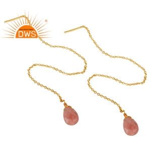 Latest 2026 Sterling Silver Gold Plated Natural Pink Opal Gemstone <b>Dangle</b> <b>Earring</b> for Women Jewelry Manufacturer - Product Image 2