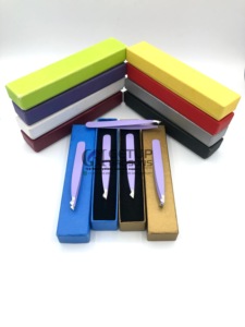 Professionnel de haute qualité violet poudre revêtement en acier inoxydable sourcil Extension pince à épiler pointe argentée Logo personnalisé outils de beauté - Product Image 3