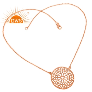 Art Deco Design Pendant Necklace Rose Gold Plated Silver <b>Jewelry</b> Supplier Handmade Silver Necklace for Women Gift for Her - Product Image 2