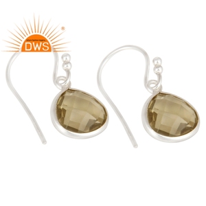 Boucles d'oreilles pendantes en argent fin pour femme, fabrication de bijoux, accessoires en topaze, citron naturel, pierre précieuse, 925g - Product Image 1