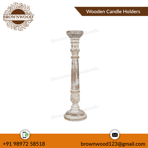 Ensemble de 3 bougeoirs décoratifs sculptés à la main en bois de manguier en forme d'hexagone pour décoration de la maison, mariage et Noël - Product Image 2