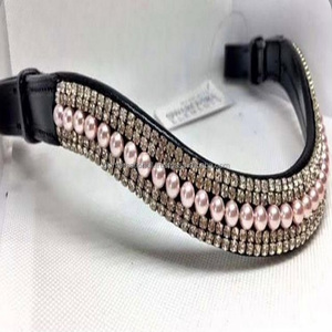 Correa de Cuero 100% auténtico para cejas de caballo, cadena decorativa de cristal con perla de oro rosa, a precio de venta al por mayor - Product Image 3