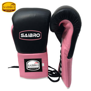 Gants de boxe à lacets en cuir véritable avec impression de logo personnalisé professionnel pour adultes poignées faites pour les arts martiaux - Product Image 4