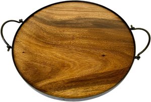 Plato de pizza de madera de acacia con asa para uso en la cocina - Product Image 3