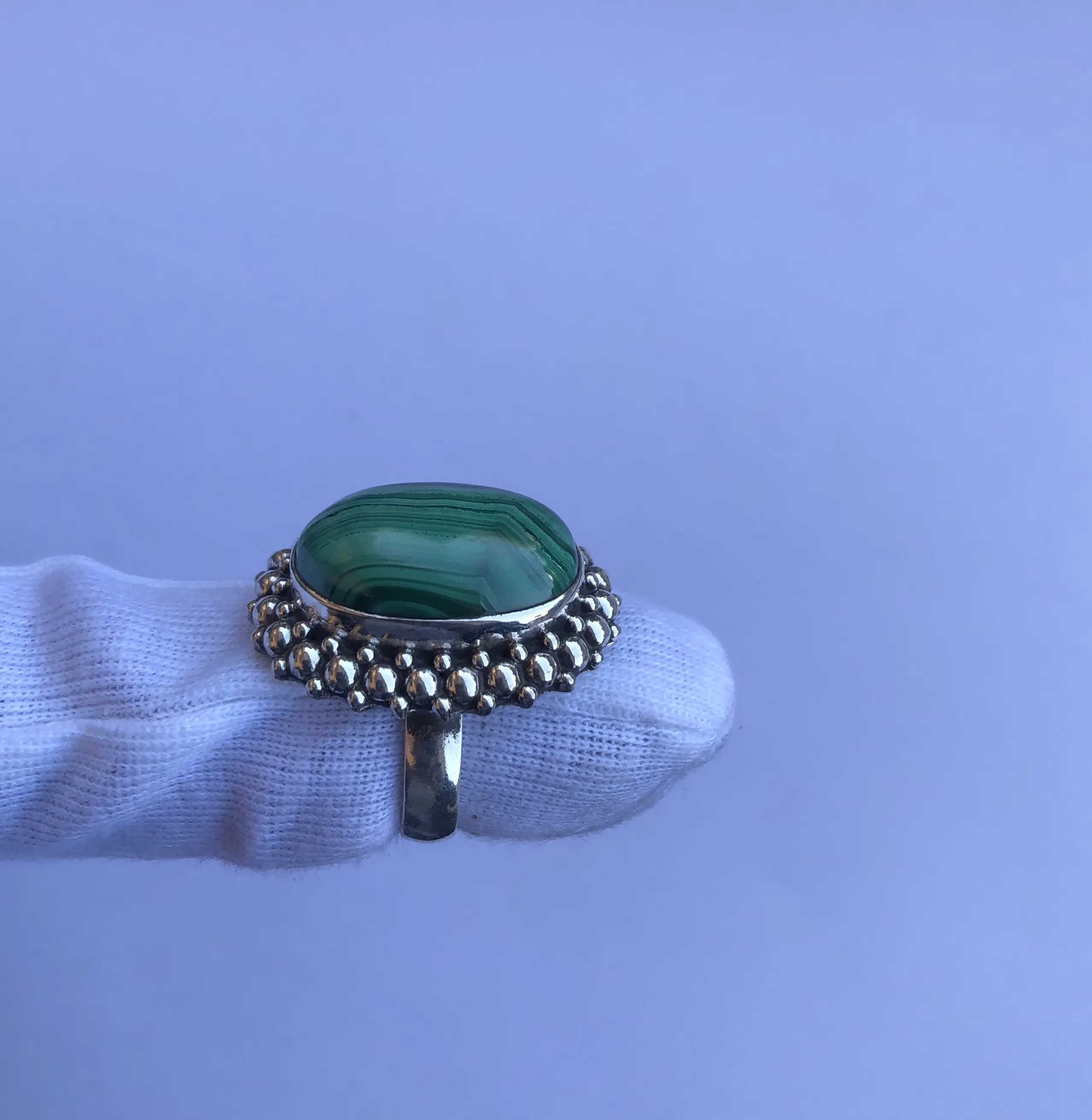 Piedra Natural de malaquita verde hecha a mano, diseño Popular, piedras semipreciosas, anillos de plata de ley 925, joyería, compra en línea