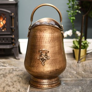 Seau à charbon d'intérieur en cuivre massif de la meilleure qualité avec finition polie parfait pour les accessoires de foyer élégants de grande taille - Product Image 6