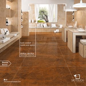 Azulejos de porcelana pulida súper marrón 600*1200 modernos de fabricante indio para sala de estar Interior pulido colores marrones - Product Image 4