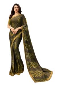 Print Pink <b>Saree</b> with Plain Blouse Surat Alphanumero - Product Image 5