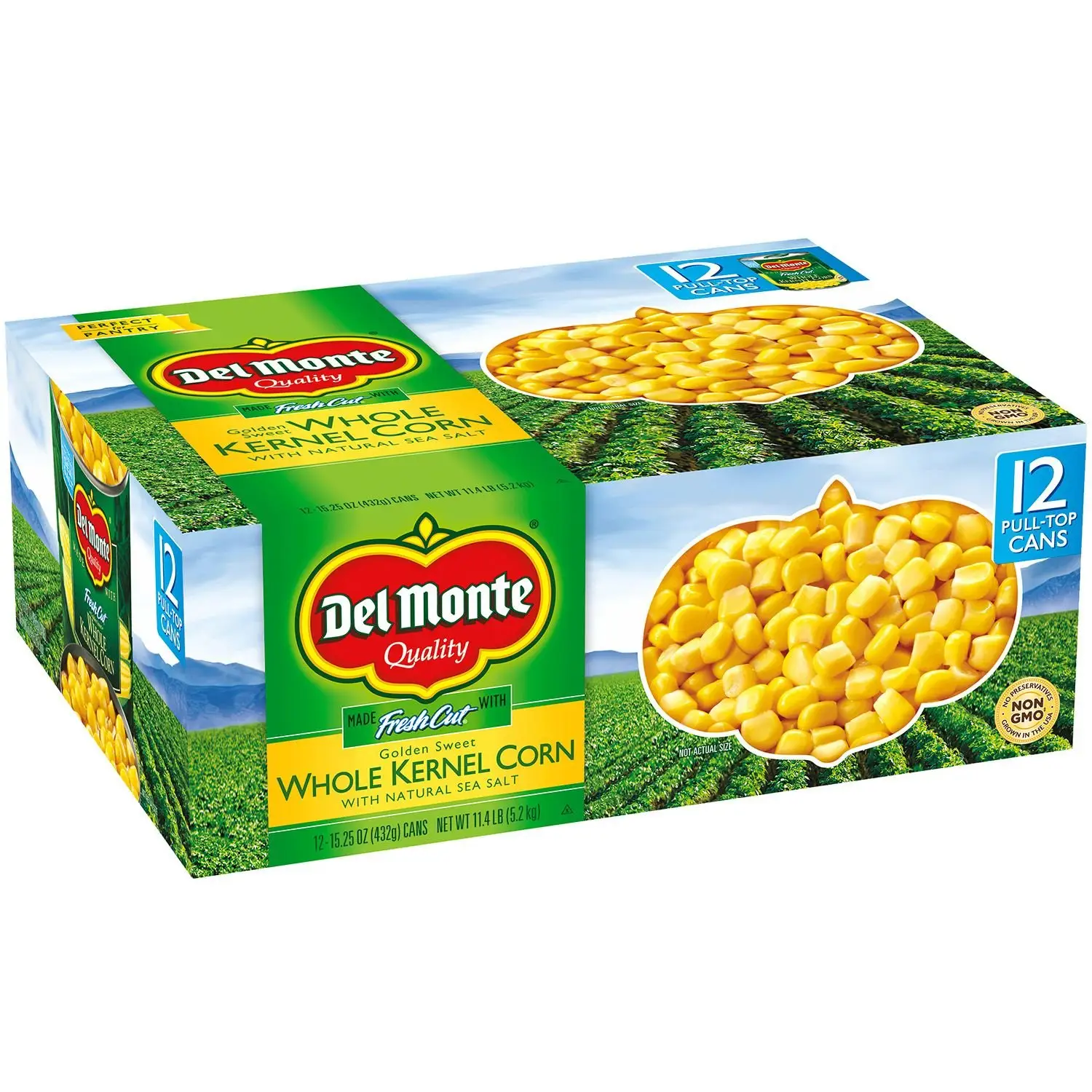 Boîte de maïs Del-Monte en conserve de couleur douce dorée, 15.25-once, pour crin frais, lot de 12 unités
