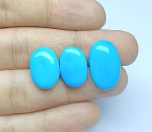 3 piezas Natural Sleeping Beauty Arizona turquesa piedra preciosa suave forma ovalada cabujón - Product Image 4