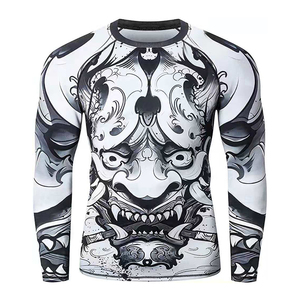 Rashguard 100% poliéster transpirable para hombre, diseño personalizado de alta calidad, sublimación completa, cuello redondo, Regular - Product Image 3
