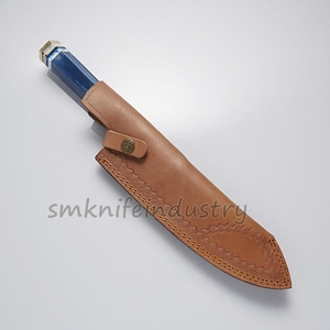 Custom Hand Forged Damascus <b>Kitchen</b> Chef <b>Knife</b> With Leather sheath cover (smk1966) - Product Image 6