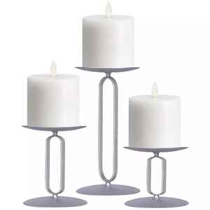 Juego de 3 portavelas de pilar de metal decorativo hecho a mano estilo farol para decoración del hogar inspirado en INS - Product Image 1