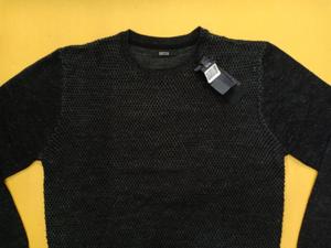 Ensemble de vêtements Overrun Étiquettes de marque Pull à col rond à manches longues pour hommes Anti-rétrécissement Nylon/Acrylique Décontracté Noir - Product Image 3