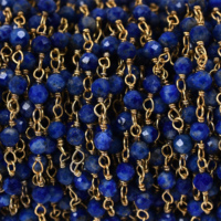 Collar de Cadena con Cuentas de Rosario de Plata de Ley 925 Chapada en Oro con Gemas de Lapislázuli y Múltiples Piedras Preciosas, Moderno y de Alta Calidad