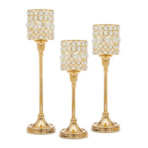 Candelabro de metal de cristal de gran venta, candelabro alto de decoración elegante con cuentas de cristal votivas para la decoración del hogar y del hotel - Product Image 1