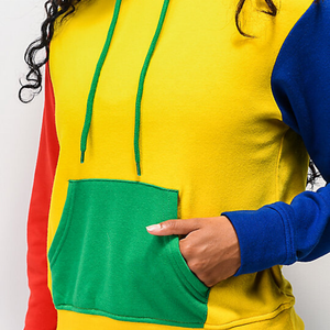 Nueva moda invierno mujer Sudadera con capucha color bloque pulóver mujer Sudadera con capucha Mujer - Product Image 6