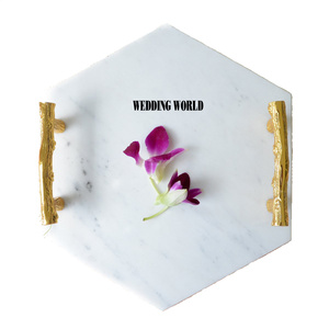Bandeja de servicio de mármol de diseño personalizado, plato hecho a mano con acabado blanco, artículos de hotel, mesa, venta al por mayor, nueva bandeja de servicio de mármol - Product Image 3