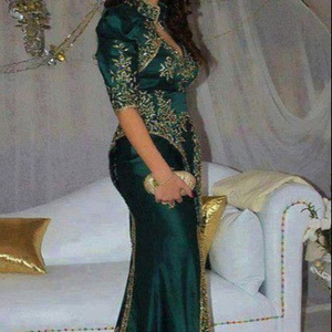 ATIYA LIBAS elegante verde real longitud del piso Lehenga Choli con rastro y bordado Zardozi pesado para boda-Material de acetato - Product Image 1