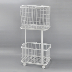 Chariot de cuisine design moderne avec panneau en fil métallique blanc mat - Product Image 6