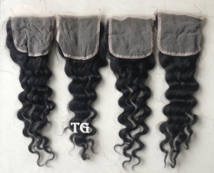 100% vison cambodgien brésilien extensions humaines lâche vague profonde faisceau 4*4 fermeture en dentelle transparente cuticule aligné 1B indien - Product Image 3