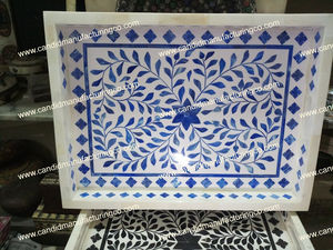 Plateau de service en résine MDF antique en bois fait à la main écologique Incrustation de nacre Matériau osseux pour la décoration intérieure Restaurant Hôtel Utilisation - Product Image 3