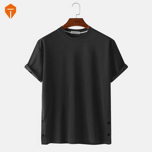 T-shirt manches courtes pour homme, ample, en coton, avec boutons latéraux, de couleur unie, Design, collection - Product Image 4