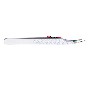 Pinzas de extensión de pestañas con agarre de diamante blanco de alta calificación Curved Multi Tip Acero inoxidable Mega Volume Lash Beauty Punta puntiaguda - Product Image 1