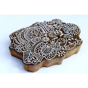 Religious Wooden Hand Carved <b>Printing</b> <b>Blocks</b> with Lord Ganesha Pattern 6x4 Inch High-quality Decorative Art - Product Image 4