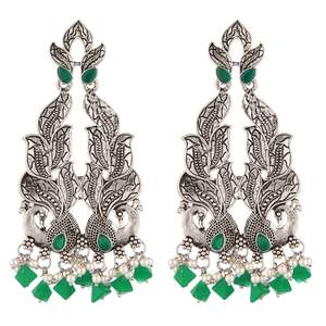 Indian Wholesaler Jewelry Oxidized Green Crystal Statement <b>Earrings</b> Set Indian Jewellery Manufacturer - Product Image 1