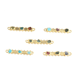 ทัวร์มาลีนสีชมพูผิวหยาบธรรมชาติ,ตัวเชื่อมต่อหินอัญมณีชุบทอง24K ตัวเชื่อมต่อแบบห่วงคู่แทนซาไนต์และมรกต - Product Image 3