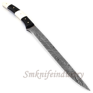 Custom Hand Forged Damascus Fillet Fishing knife With leather Sheath cover (smk1594) - Product Image 2