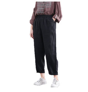 Pantalon de yoga indien en pur lin vert personnalisé fait à la main pantalon long décontracté taille XL avec fermeture à cordon pour l'été - Product Image 2