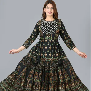 Anarkali, новый дизайн, цветочный принт, женская одежда для офиса Kurtis, Этническая Одежда для вечеринки, платье Kurtis