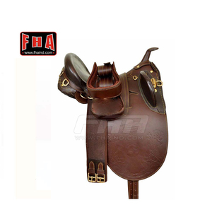 Sillín de caballo marrón de alta calidad, de cuero genuino, multiusos, Inglés - Product Image 5
