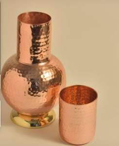 100% bouteille d'eau ayurvédique en cuivre pur 950ml avec un design martelé élégant à la mode nouveau 100% verres personnalisables - Product Image 6