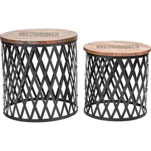 Set of 2 Side Table Modern Movable Coffee & Stool Table For Bed rooms/ Hotel Decor End & Accent Table For Home Unique Furniture