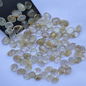 หินรูไทล์สีทองธรรมชาติ10มม. 20มม. 30มม. พลอยชิ้นตัดลายดอกกุหลาบสำหรับการตั้งค่าเครื่องประดับทำสร้อยคอจี้ DIY - Product Image 3