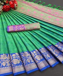 Banarasi Jacquard de Soie Surat Soie Sari Alphanumero - Product Image 6