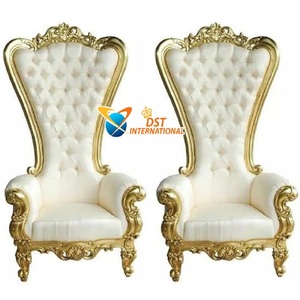 Royal Event เก้าอี้บัลลังก์สีขาวและสีทอง,เก้าอี้บัลลังก์กษัตริย์หรูหราสำหรับเวทีงานแต่งงานการต้อนรับงานแต่งงานเก้าอี้ราชวงศ์ - Product Image 1