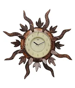 लकड़ी के प्राचीन सूरज आकार सुंदर दीवार घड़ी