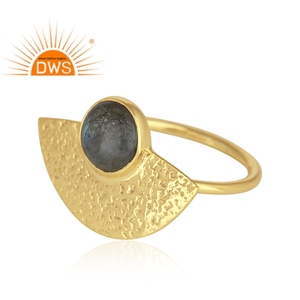 Trendy Top Selling Sterling Silver Gold Plated <b>Ring</b> <b>Labradorite</b> Gemstone <b>Ring</b> For New Year Jewelry Wholesaler - Product Image 2