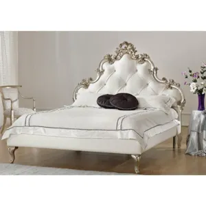 इतालवी शैली लकड़ी के नक्काशीदार राजा बिस्तर आकार बिस्तर फ्रेम बेडरूम फर्नीचर सेट लकड़ी के बिस्तर